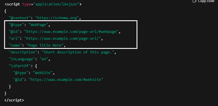 webpage schema markup
